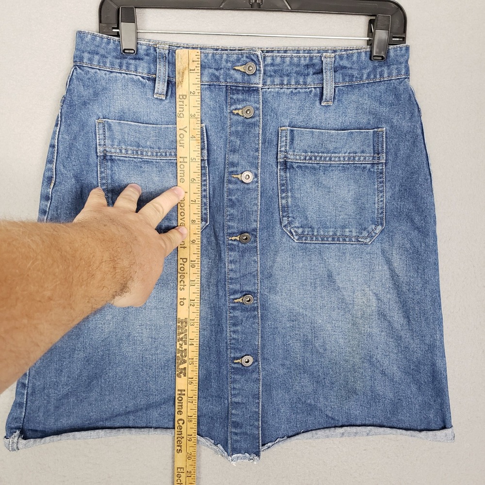 O'Stin Button Front Denim Mini Skirt Summer Festival Coastal European Size L - Picture 5 of 8